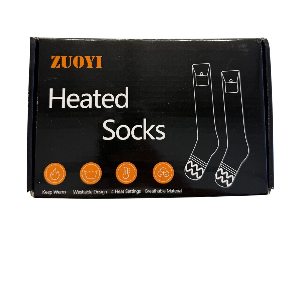 ZUOYI Heated Socks Unisex Standard Size Black 4 Heat Settings 5000mAh Battery
